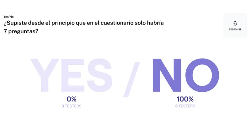 Resultados de las preguntas a los usuarios en Maze
