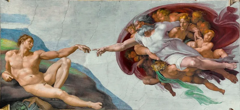 *La creación de Adán*, bóveda de la Capilla Sixtina — Miguel Ángel